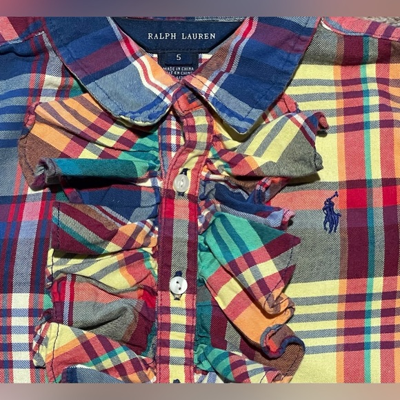 Ralph Lauren | Girls Ruffled Button Up | Size 5 - Picture 2 of 3